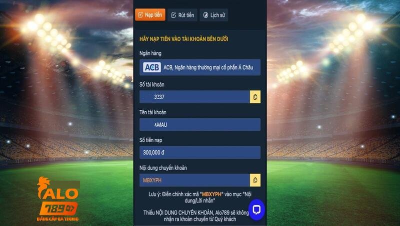 Hướng dẫn cụ thể về cách nạp tiền alo789 qua kênh giao dịch trực tuyến